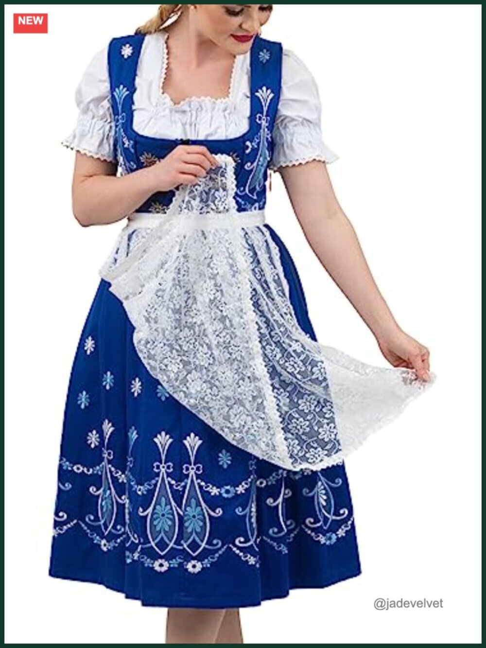 Authentic German Bavarian Dirndl 3-Piece Set Cotton Blend Oktoberfest Dress